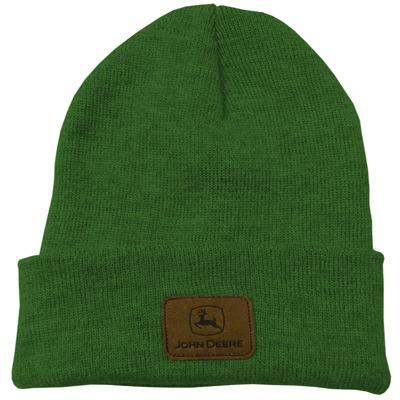 John Deere Knit Green Beanie with Leather Patch