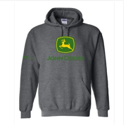 John Deere Grey Mens Logo Fleece Hoodie