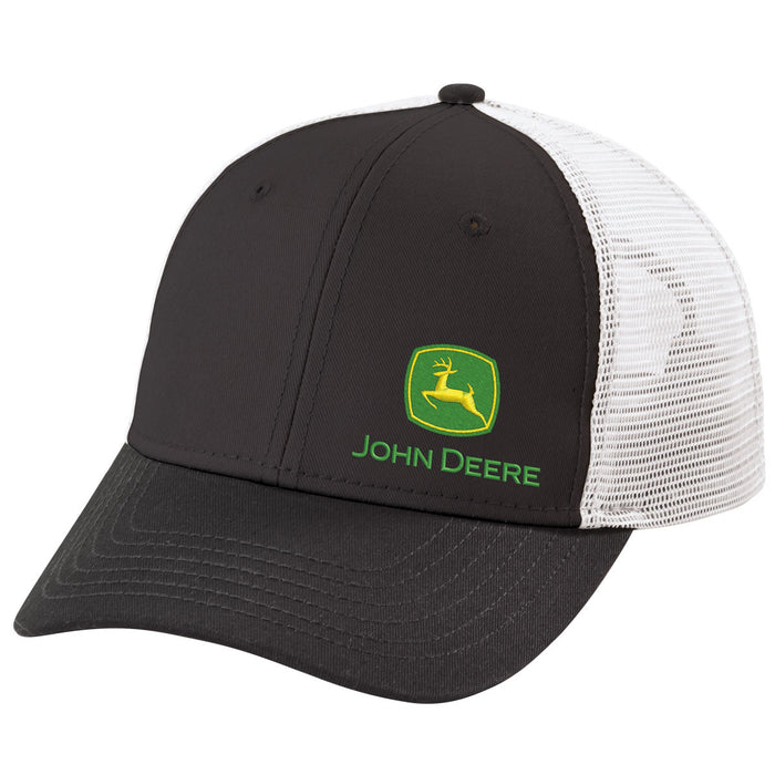 John Deere Men Black White Stretch Cap