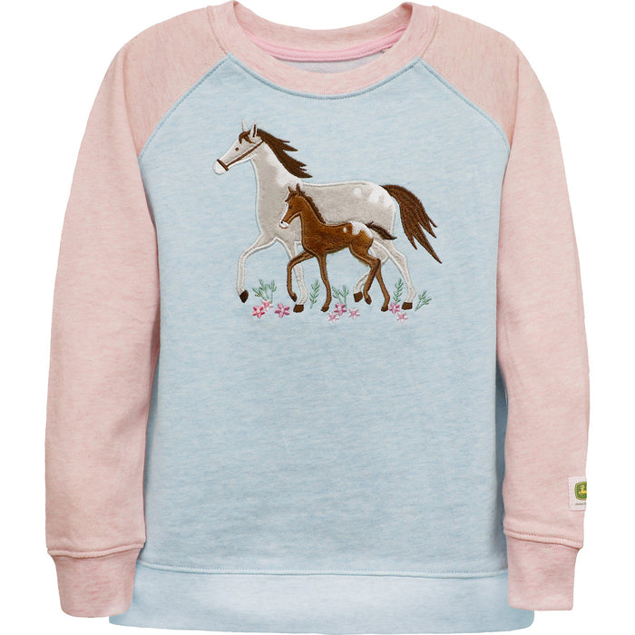 John Deere Girls Infant Horses Crew Sweatshirt