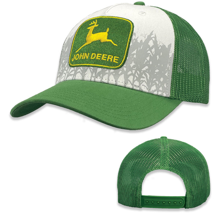 John Deere Green Corn Print Twill Trucker Hat
