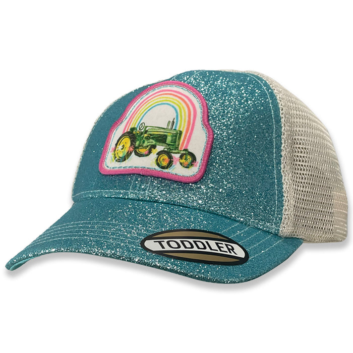 John Deere Girl Toddler Rainbow Tractor Glitter Cap