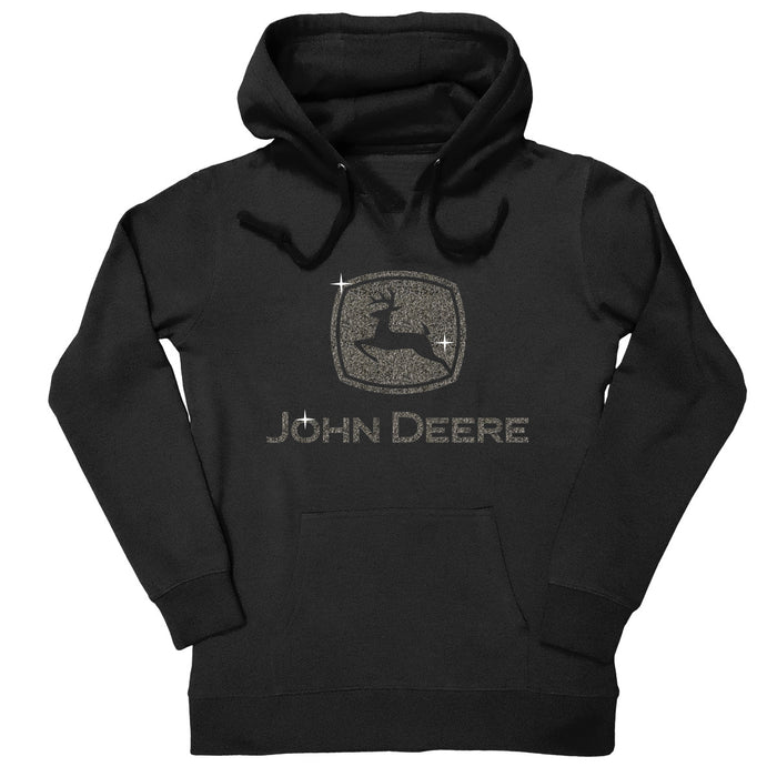 John Deere Ladies Black & Silver Glitter Hoodie