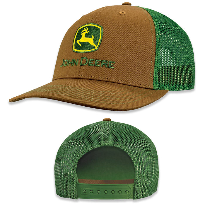 John Deere Mens Construction Brown Embroidered Hat