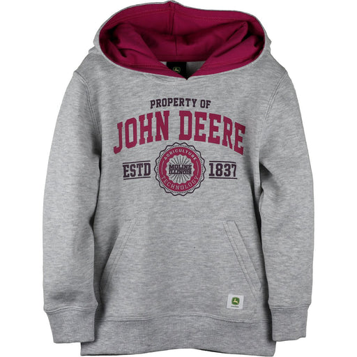 John Deere Girl Child Grey Fleece Hoodie