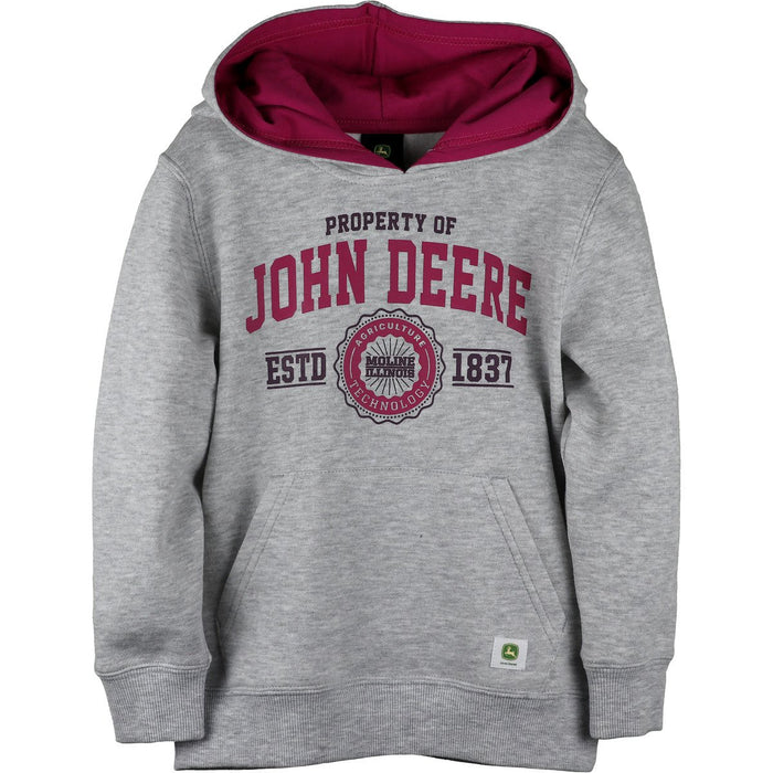 John Deere Girl Youth Grey Fleece Hoodie