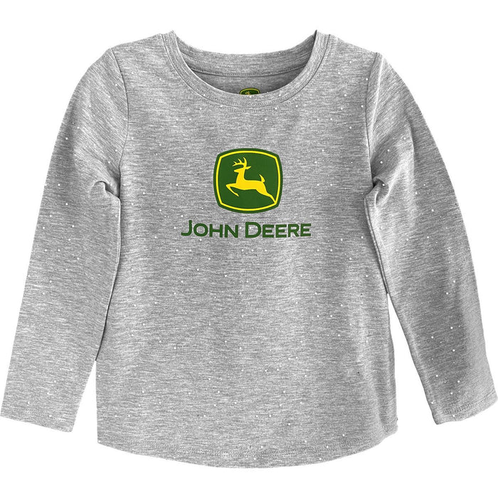 John Deere Girl Toddler Logo Glitter Long Sleeve 