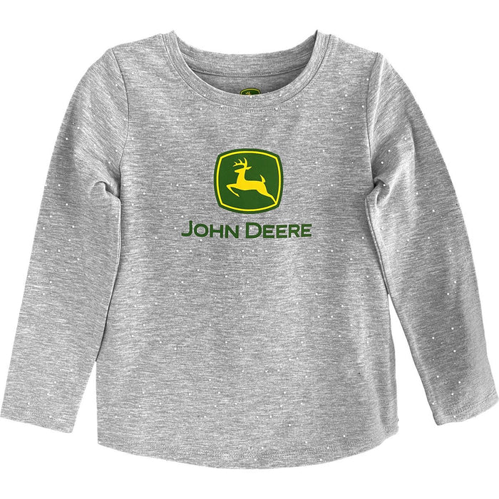 John Deere Girl Youth Logo Glitter Long Sleeve 