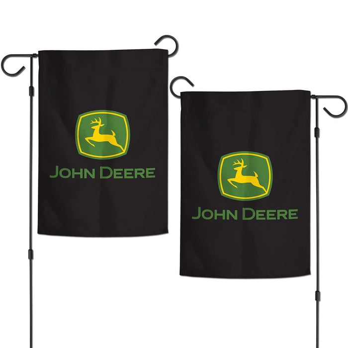 John Deere Black 2 Sided Garden Flag