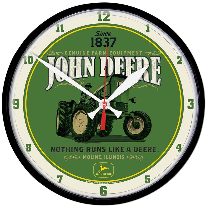 John Deere White Tractor Clock