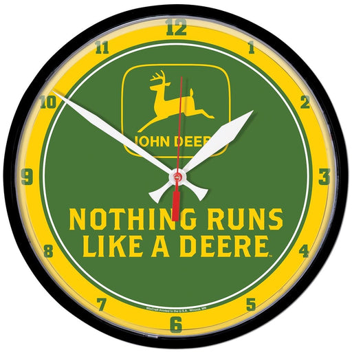 John Deere Yellow Nothing Runs Like A Deere Clock 