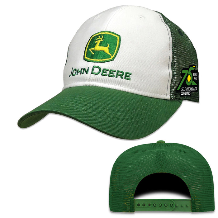 John Deere White/Green 75th Combine Anniversary Cap