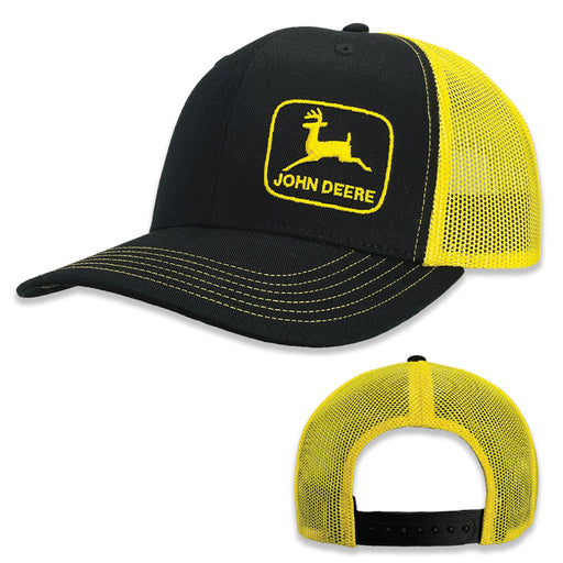 John Deere Black Yellow Mesh Back Cap