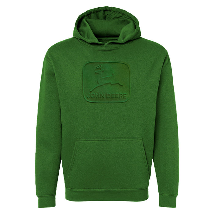 John Deere Mens Green Embossed Vintage Logo Hoodie