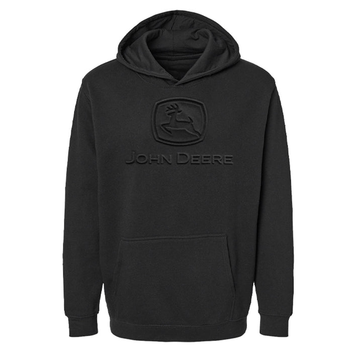John Deere Mens Black Embossed Classic Logo Hoodie