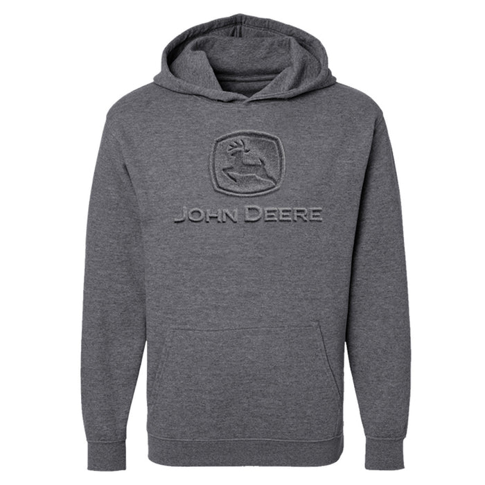 John Deere Mens Charcoal Embossed Classic Logo Hoodie
