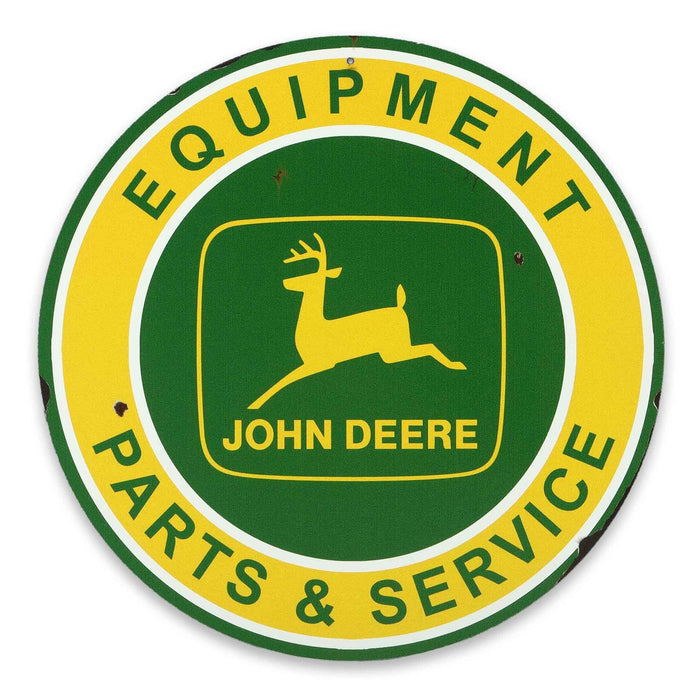John Deere Parts & Service Round Metal Sign