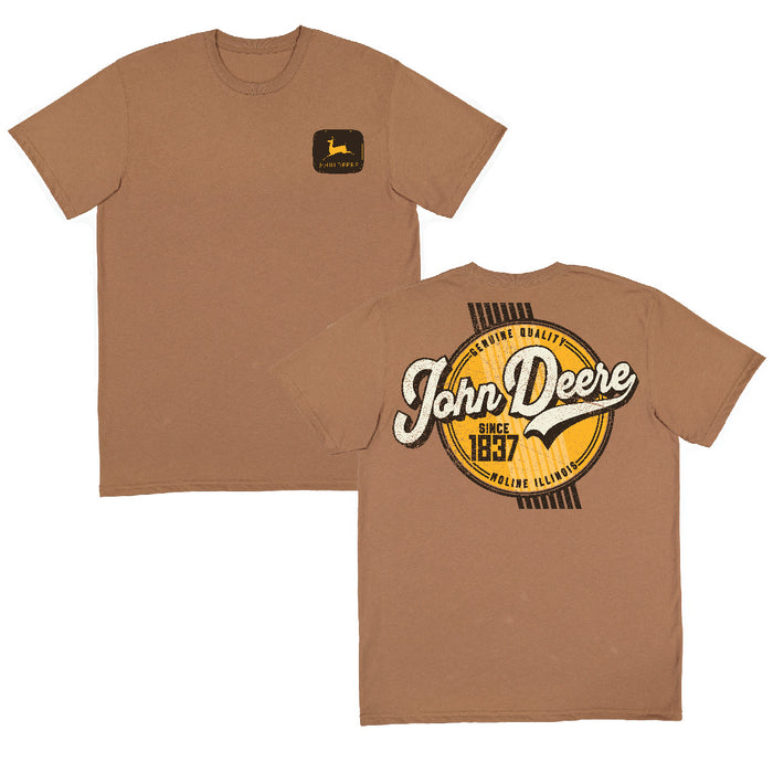 John Deere Mens Construction Brown Vintage Label Tee