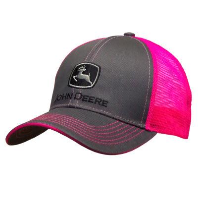 John Deere Womens Charcoal and Neon Pink cap